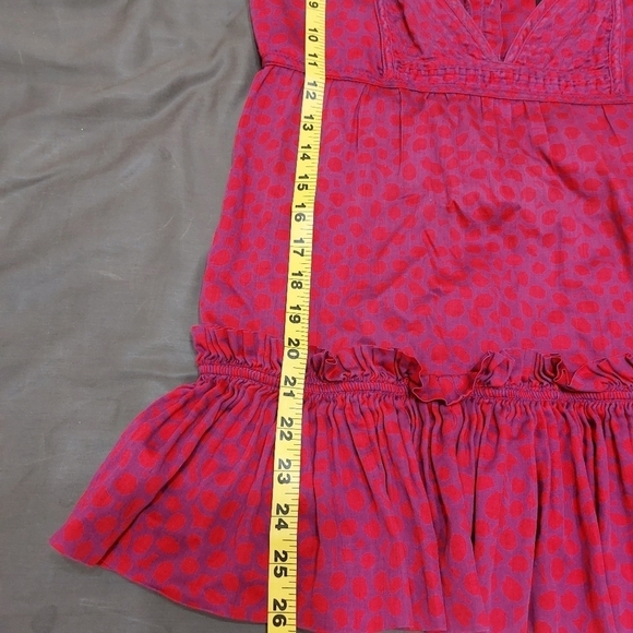 MARC JACOBS babydoll red purple tank Y2K drop waist ruffle waist buttoned back 4 - Picture 12 of 13
